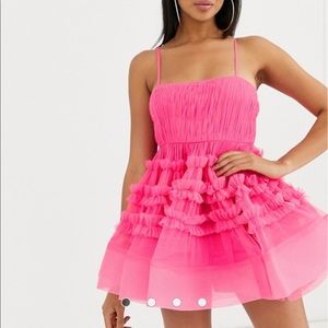 ISO asos tulle bodysuit dress pink lace and beads